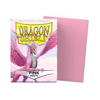 A Pink Matte Standard Size Card Sleeves. Brand: Dragon Shield, Item: Pink - Matte Sleeves.