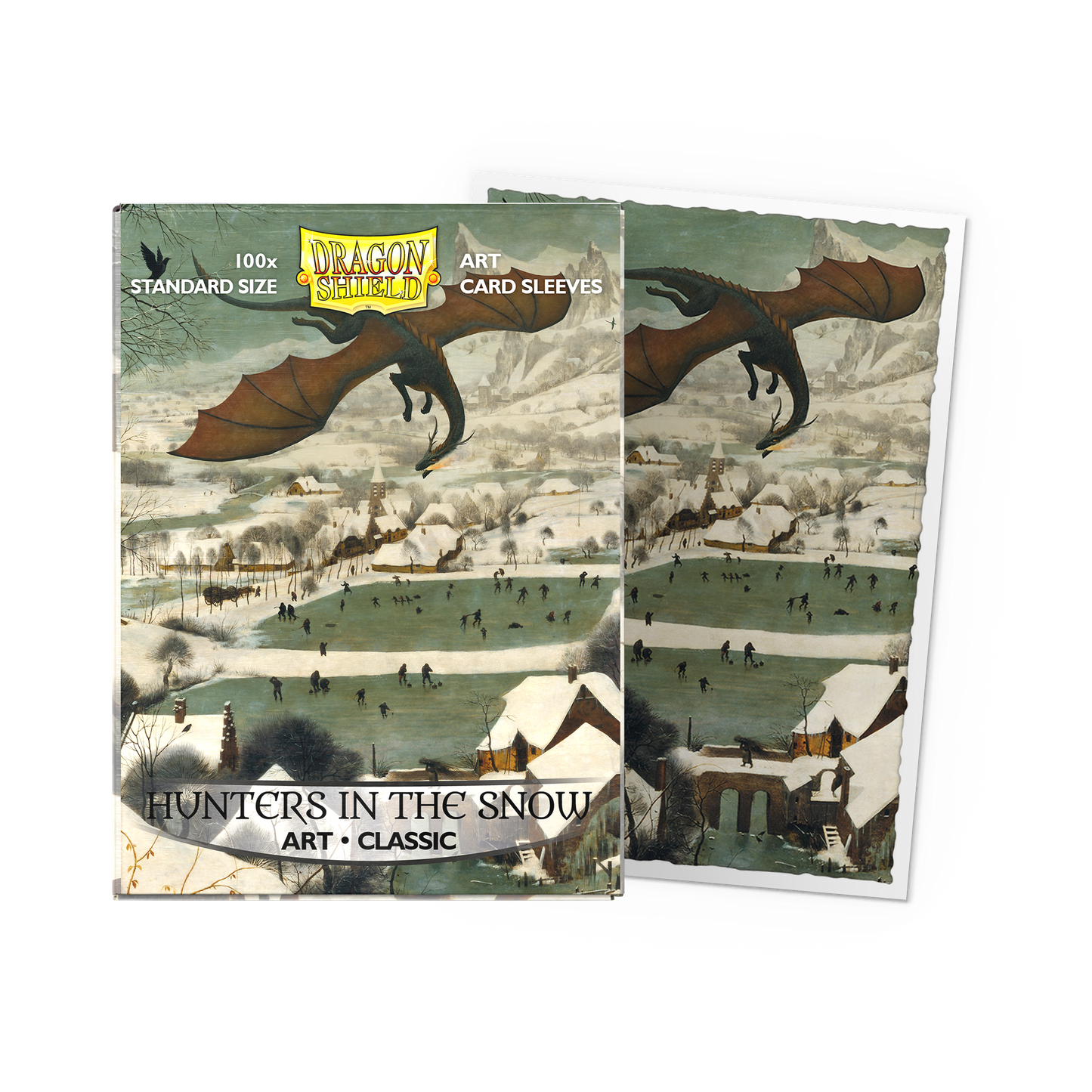 A "Hunters in the Snow" art card sleeve set. Brand: Dragon Shield, Item: Classic Art Sleeves.