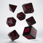 Q-Workshop Cyberpunk Red Dice Set: Blood over Chrome – black with red RPG dice – Flip Tap Win TCG, Saline MI