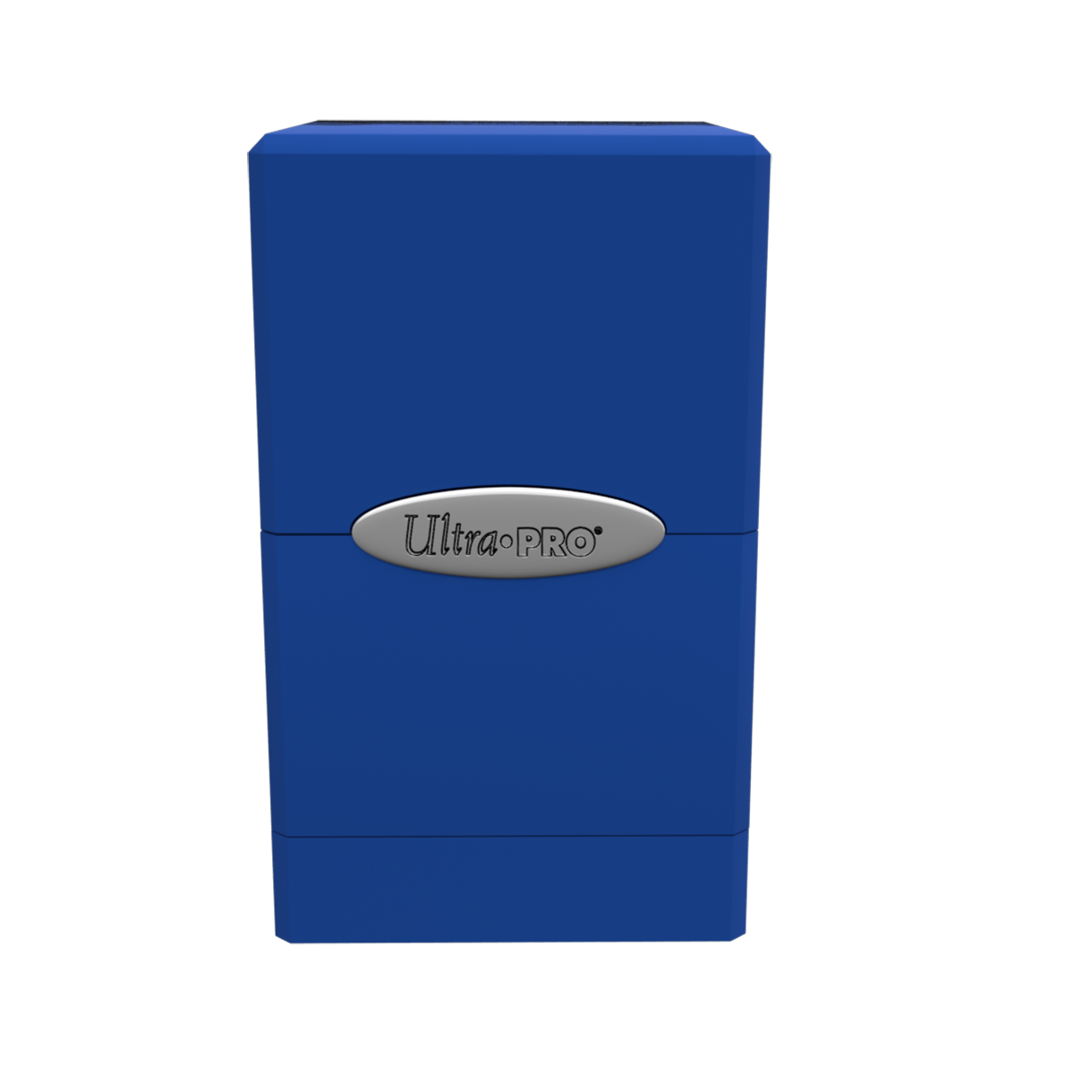 A blue Classic SATIN Tower DECK BOX. Brand: Ultra PRO, Item: Classic SATIN® Tower DECK BOX®