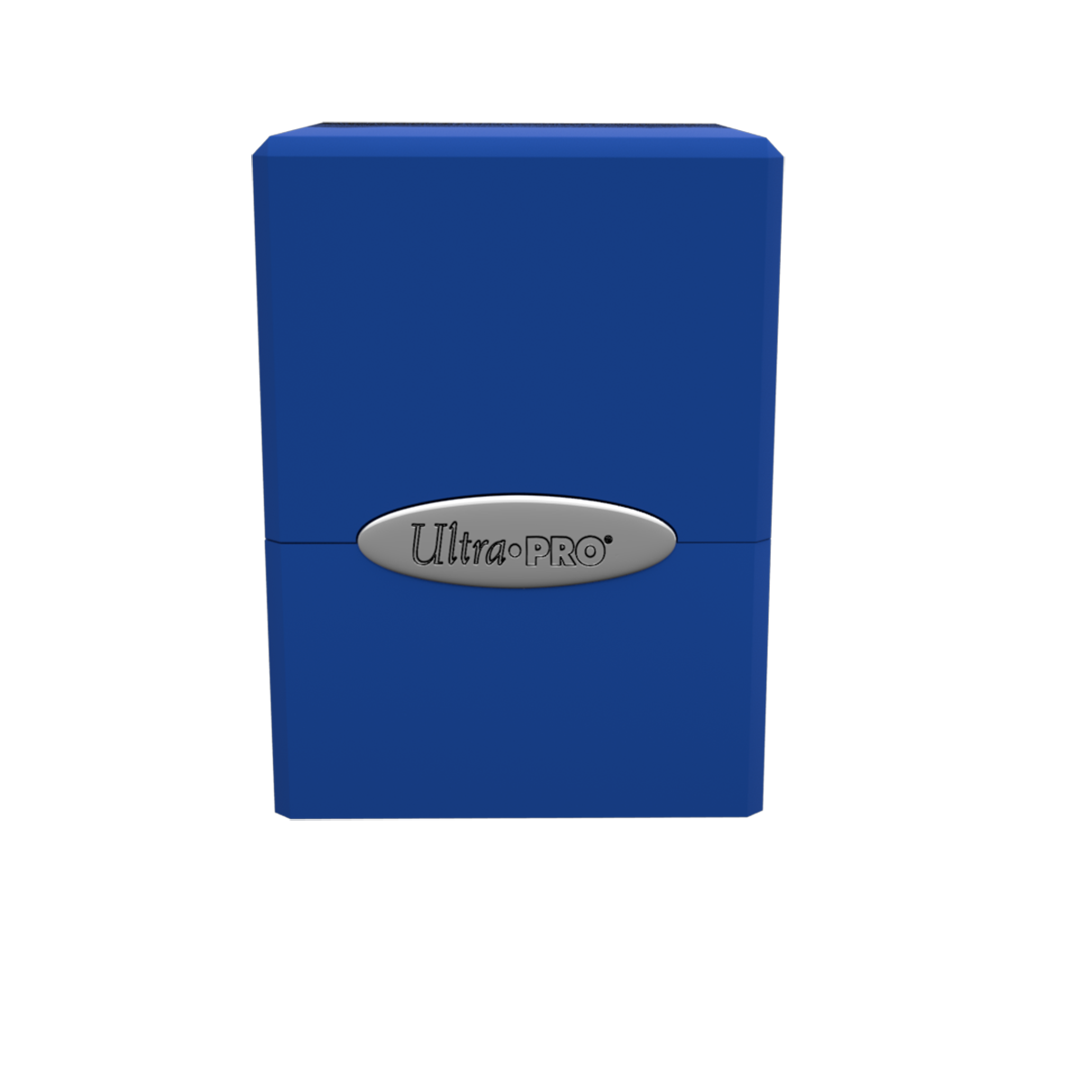 A blue Classic SATIN Cube deck box. Brand: Ultra PRO.