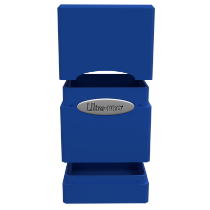 A blue Classic SATIN Tower DECK BOX. Brand: Ultra PRO, Item: Classic SATIN® Tower DECK BOX®