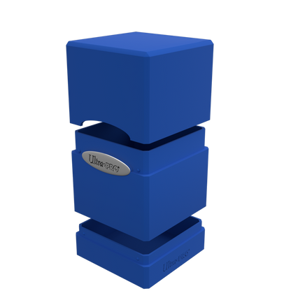 A blue Classic SATIN Tower DECK BOX. Brand: Ultra PRO, Item: Classic SATIN® Tower DECK BOX®