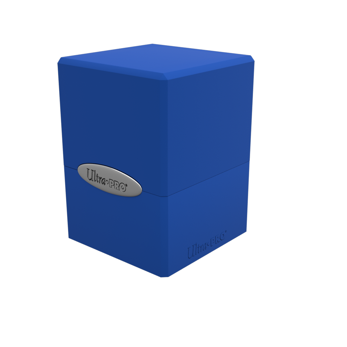 A blue Classic SATIN Cube deck box. Brand: Ultra PRO, Item: Classic SATIN® Cube.