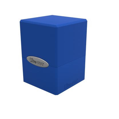 A blue Classic SATIN Cube deck box. Brand: Ultra PRO, Item: Classic SATIN® Cube.