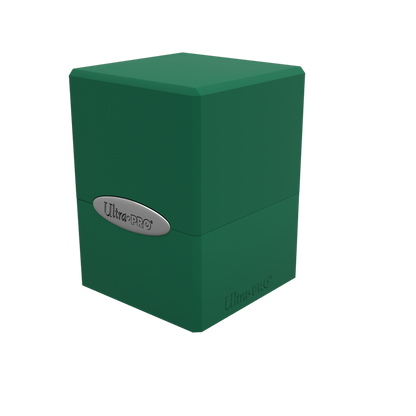 A Green Classic SATIN Cube Deck Box. Brand: Ultra PRO, Item: Classic SATIN Cube.