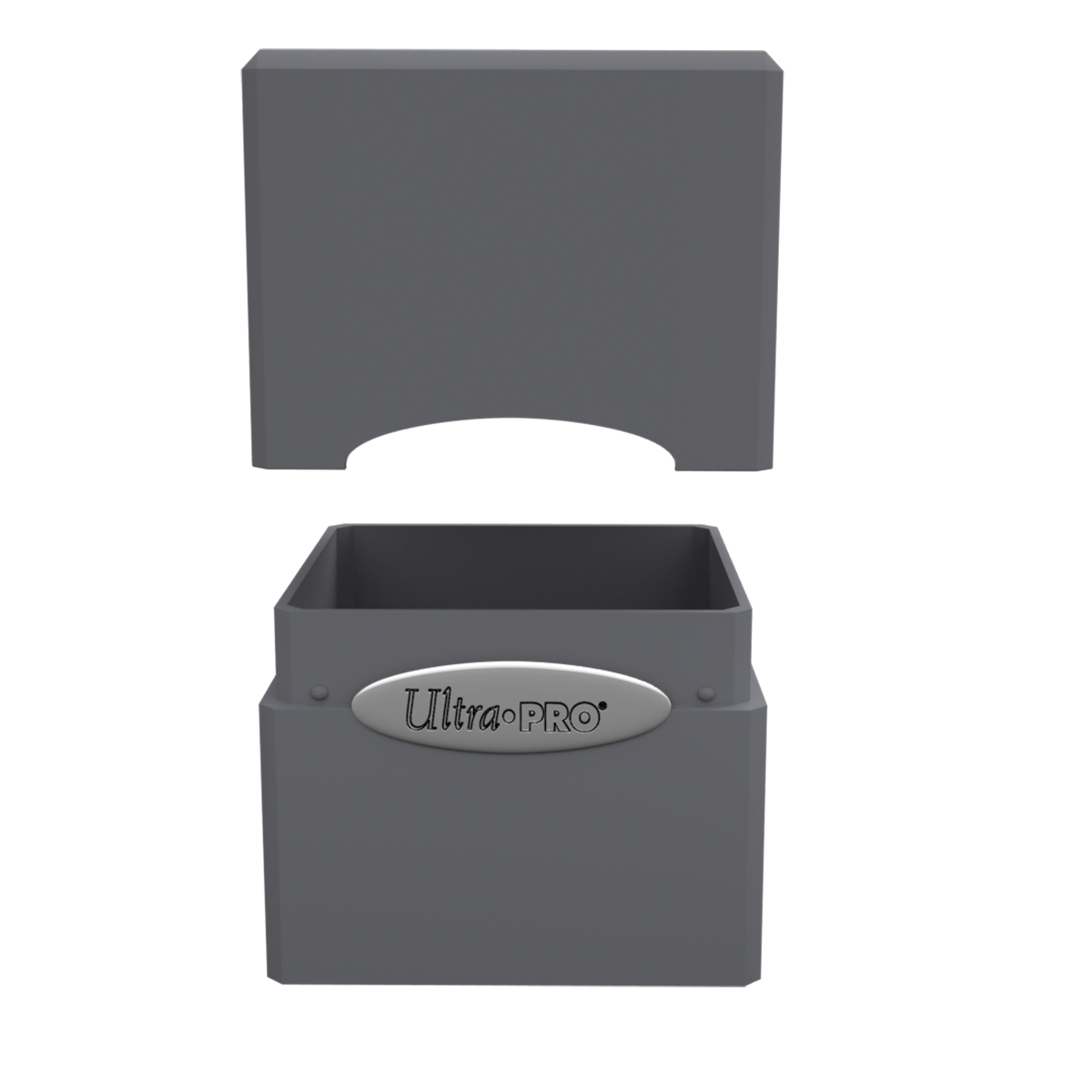 A gray Classic SATIN Cube deck box. Brand: Ultra PRO, Item: Classic SATIN Cube.