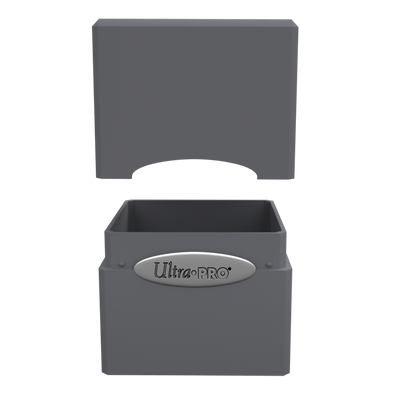 A gray Classic SATIN Cube deck box. Brand: Ultra PRO, Item: Classic SATIN Cube.