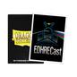 A black Dragon Shield deck box next to a card featuring the EDHRec Cast logo. Brand: Dragon Shield, Item: EDHRec Cast - Brushed Art Sleeves - Standard Size.