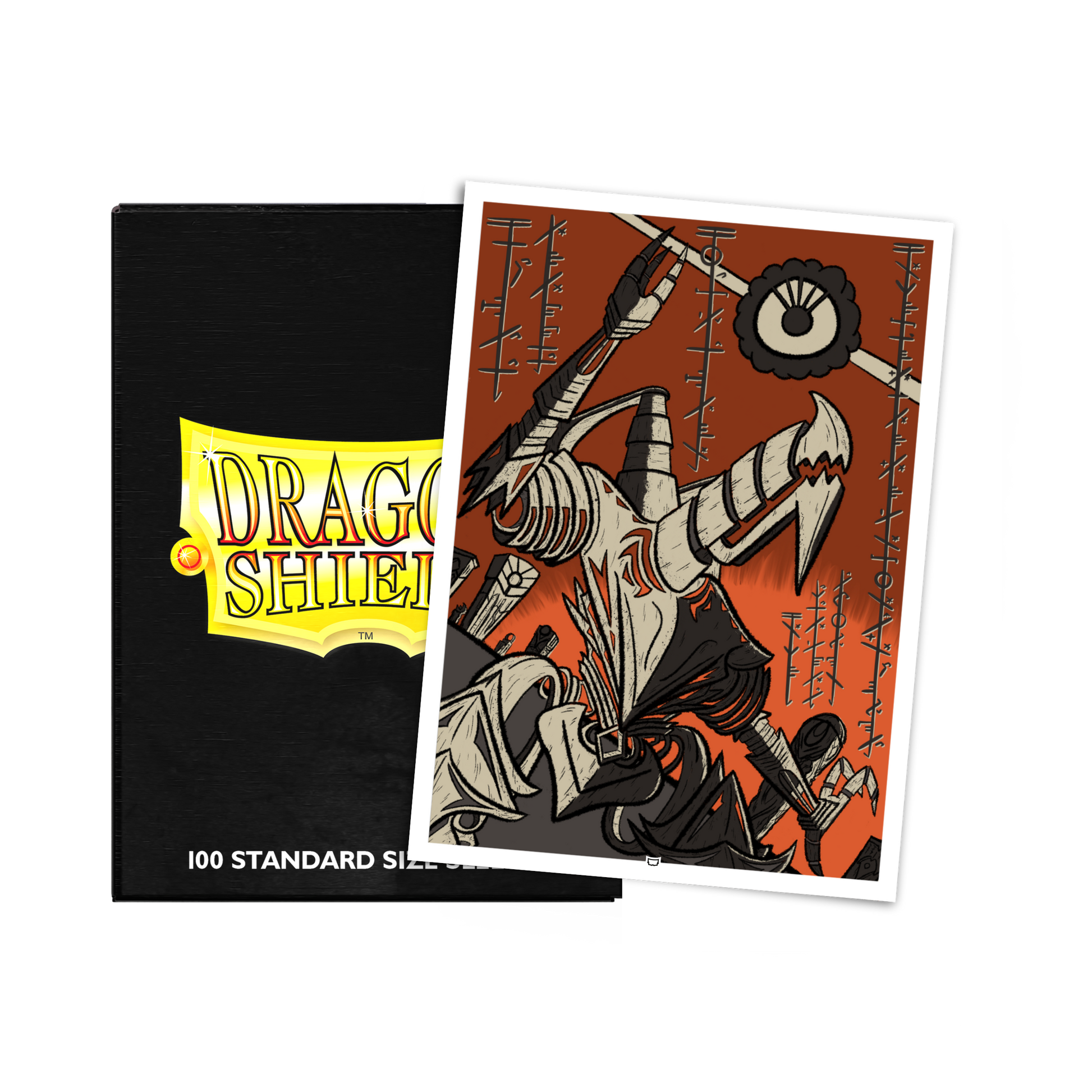 A black Dragon Shield deck box with a card featuring Urabrask's Propaganda artwork. Brand: Dragon Shield, Item: Urabrask's Propaganda - Brushed Art Sleeves - Standard Size.