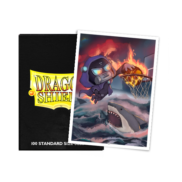 A black Dragon Shield card sleeve pack with a "Trinket Mage - Ballin' Trinket" art card.