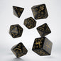 Q-Workshop Japanese Dice Set: Deep Night Firefly – black with gold RPG dice – Flip Tap Win TCG, Saline MI