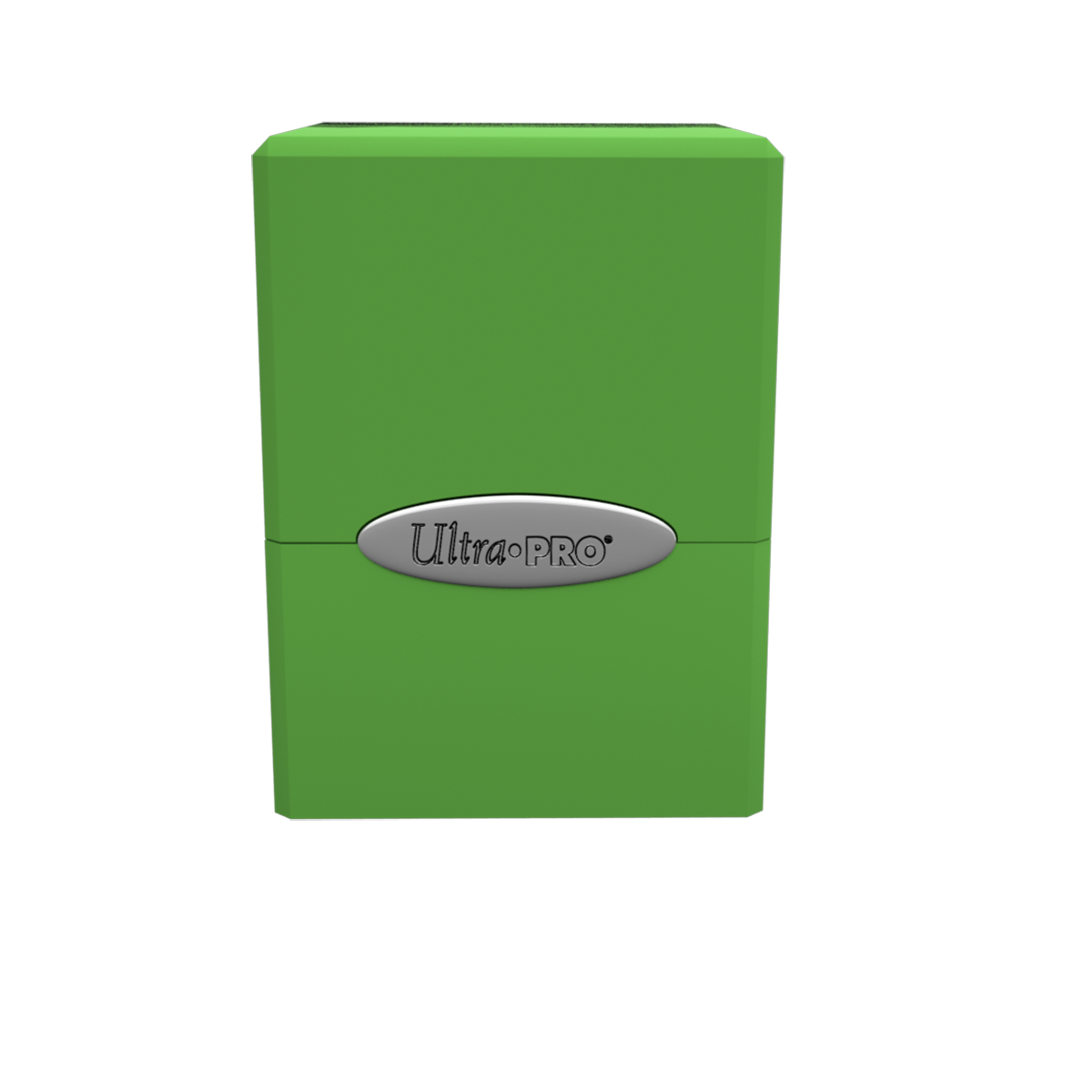 A green Classic SATIN Cube deck box. Brand: Ultra PRO, Item: Classic SATIN Cube