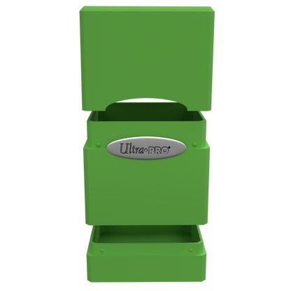 A green Classic SATIN Tower DECK BOX. Brand: Ultra PRO, Item: Classic SATIN Tower DECK BOX.