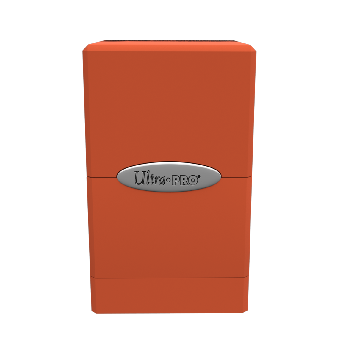 An orange Classic SATIN Tower DECK BOX. Brand: Ultra-Pro, Item: Classic SATIN Tower DECK BOX.
