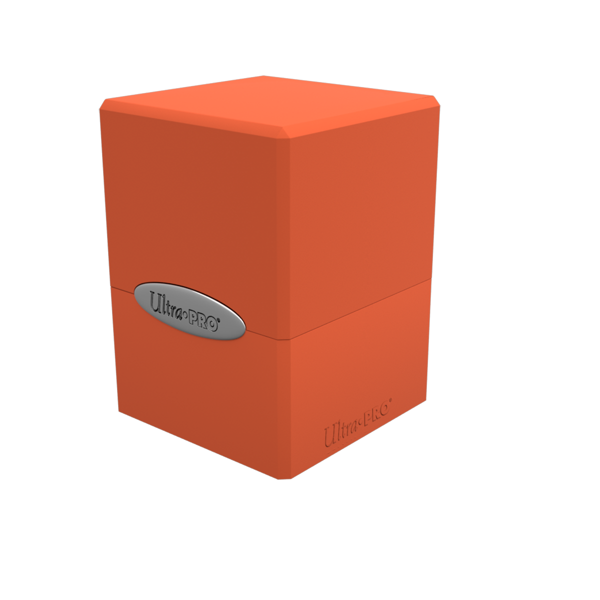 An orange Classic SATIN Cube deck box. Brand: Ultra PRO, Item: Classic SATIN® Cube.