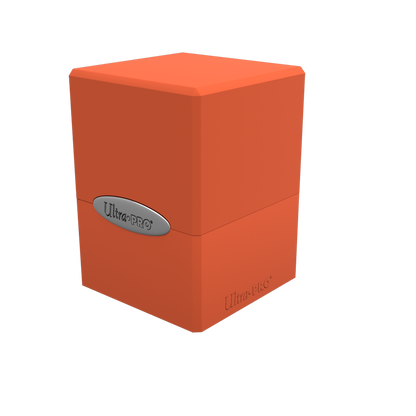 An orange Classic SATIN Cube deck box. Brand: Ultra PRO, Item: Classic SATIN® Cube.