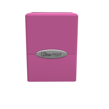 A pink Classic SATIN Cube deck box. Brand: Ultra PRO.