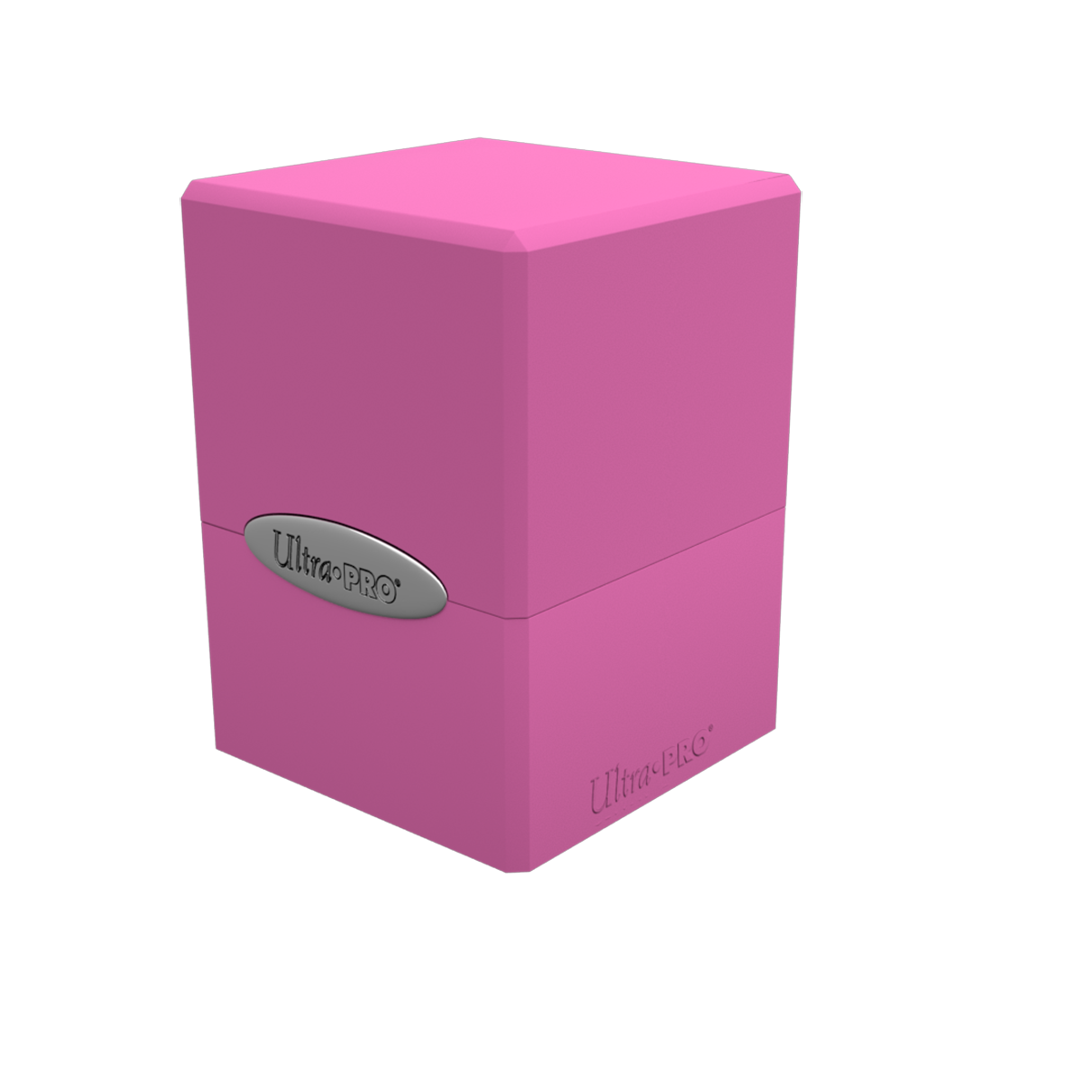 A pink Classic SATIN Cube deck box. Brand: Ultra PRO, Item: Classic SATIN Cube.