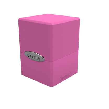 A pink Classic SATIN Cube deck box. Brand: Ultra PRO, Item: Classic SATIN Cube.