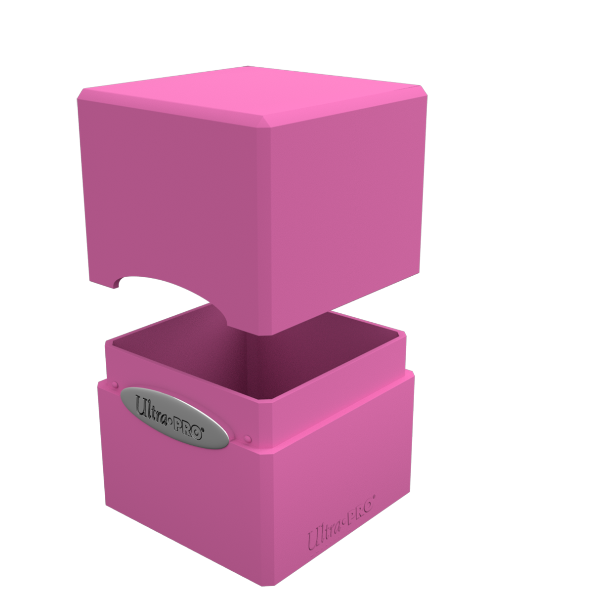 A pink Classic SATIN Cube deck box. Brand: Ultra PRO, Item: Classic SATIN Cube.
