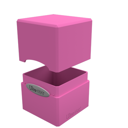 A pink Classic SATIN Cube deck box. Brand: Ultra PRO, Item: Classic SATIN Cube.