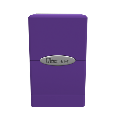 A purple Classic SATIN Tower DECK BOX. Brand: Ultra PRO.