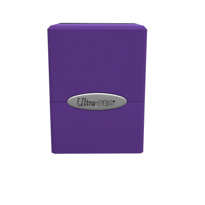 A purple Classic SATIN Cube deck box. Brand: Ultra PRO.