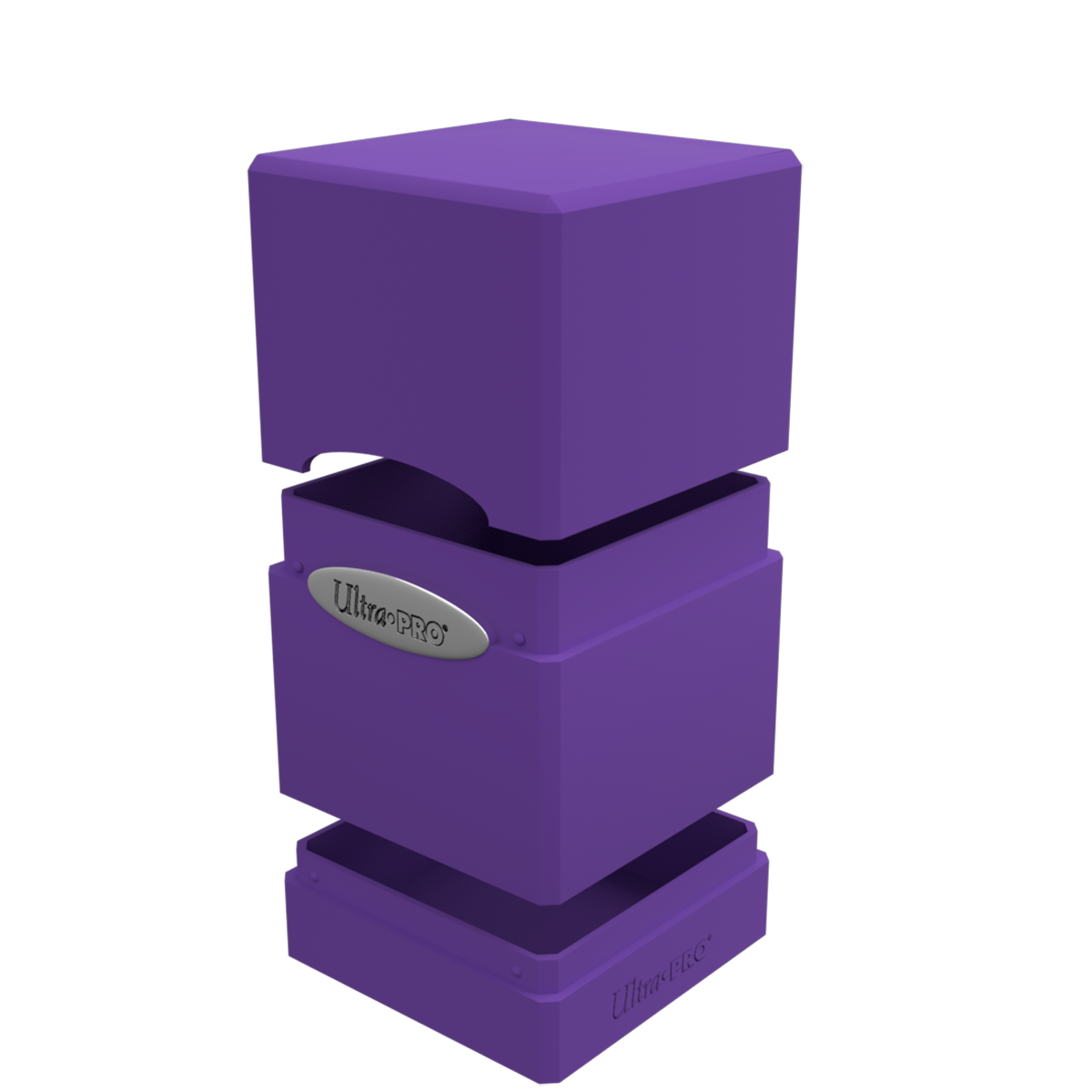 A purple Classic SATIN Tower DECK BOX. Brand: Ultra PRO, Item: Classic SATIN® Tower DECK BOX®