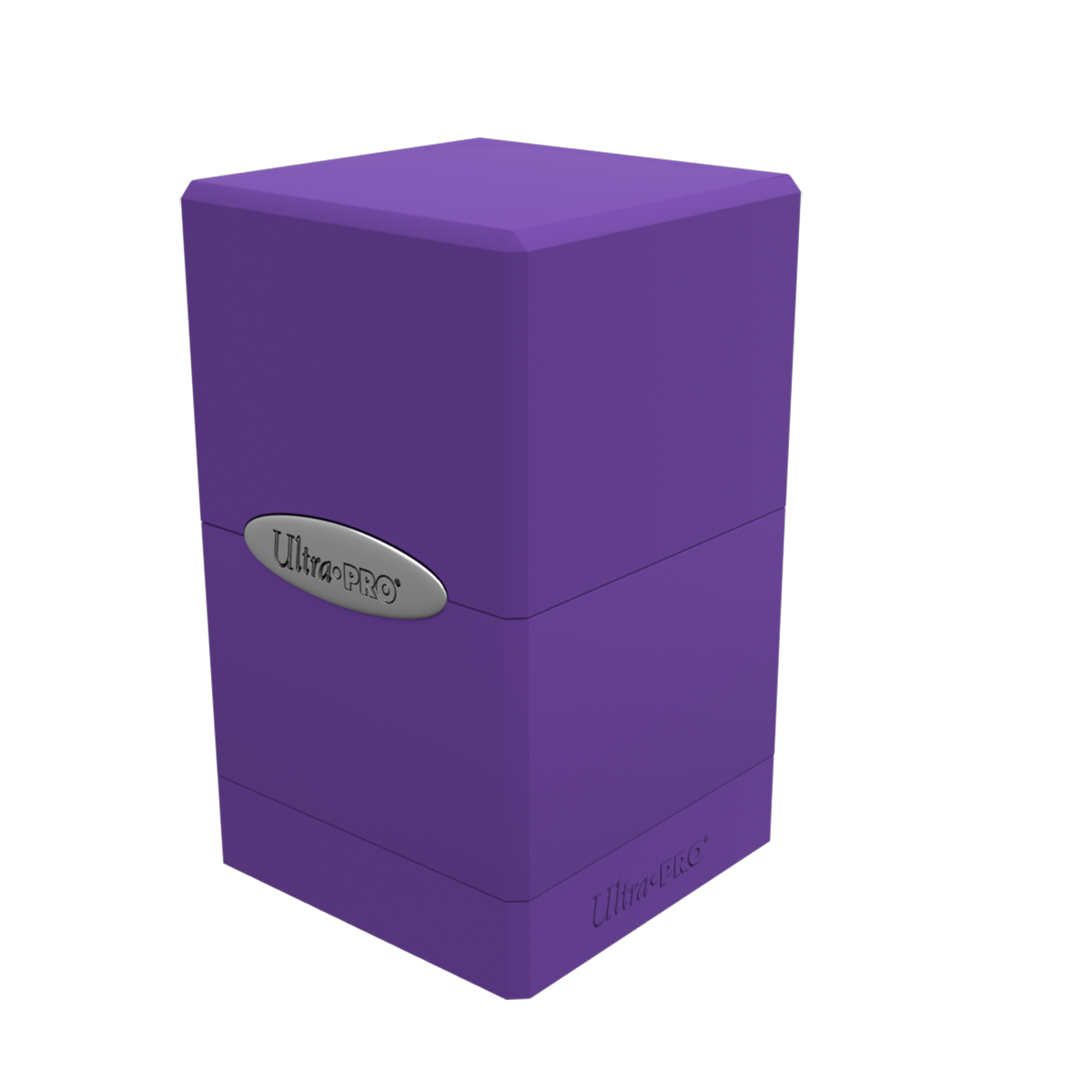 A purple Classic SATIN Tower Deck Box. Brand: Ultra PRO, Item: Classic SATIN® Tower DECK BOX®