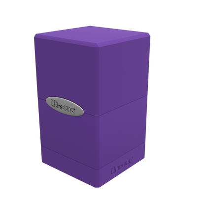 A purple Classic SATIN Tower Deck Box. Brand: Ultra PRO, Item: Classic SATIN® Tower DECK BOX®