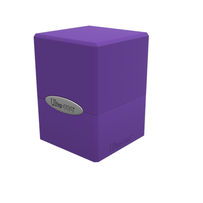A purple Classic SATIN Cube deck box. Brand: Ultra PRO.