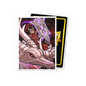 A white-bordered card sleeve featuring the Lane Thunderhoof portrait art, showing a warrior and a dragon. Brand: Unknown, Item: Lane Thunderhoof Portrait - Matte Art Sleeves.