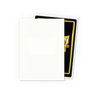 A white matte Japanese size card sleeve. Brand: Dragon Shield, Item: White - Matte Sleeves