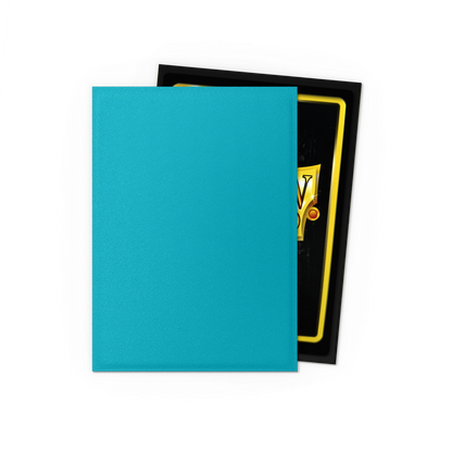 A turquoise matte Japanese size card sleeve from Dragon Shield.