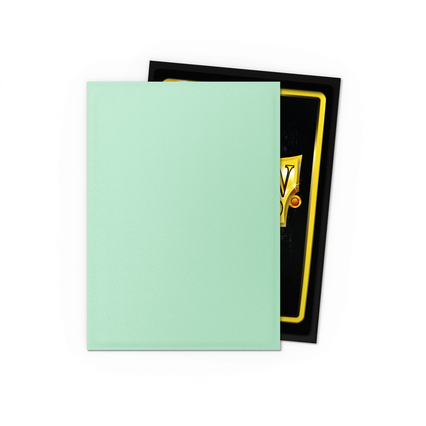 A light green matte Japanese size card sleeve from Dragon Shield.