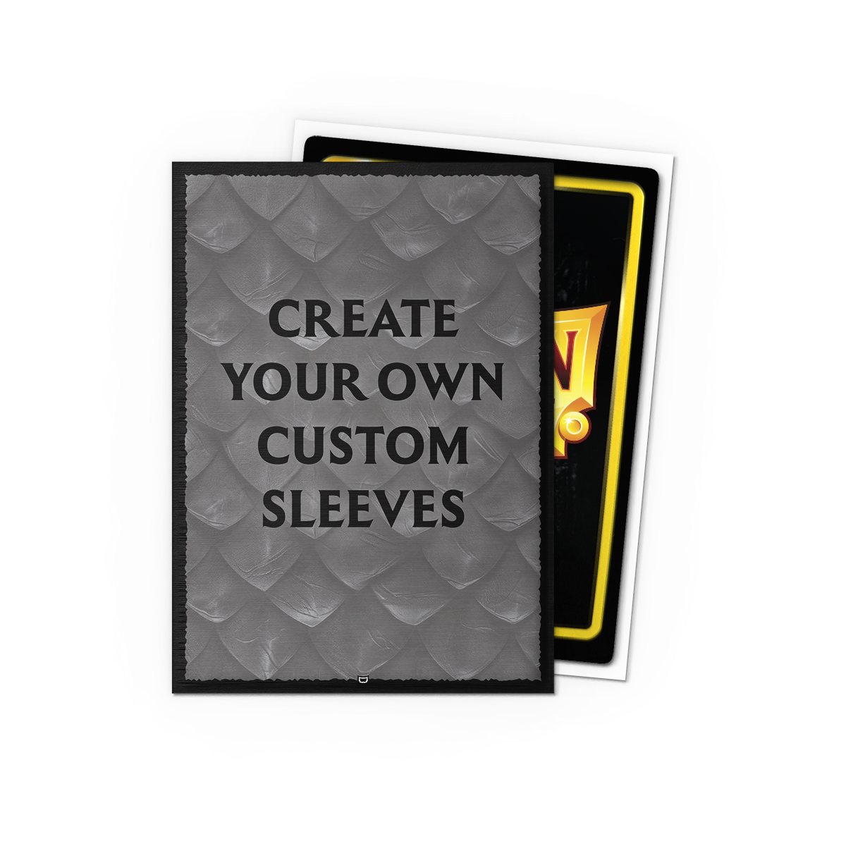 A black brushed card sleeve with custom text. Brand: Not specified, Item: Custom Sleeves - Brushed - Black Borders.