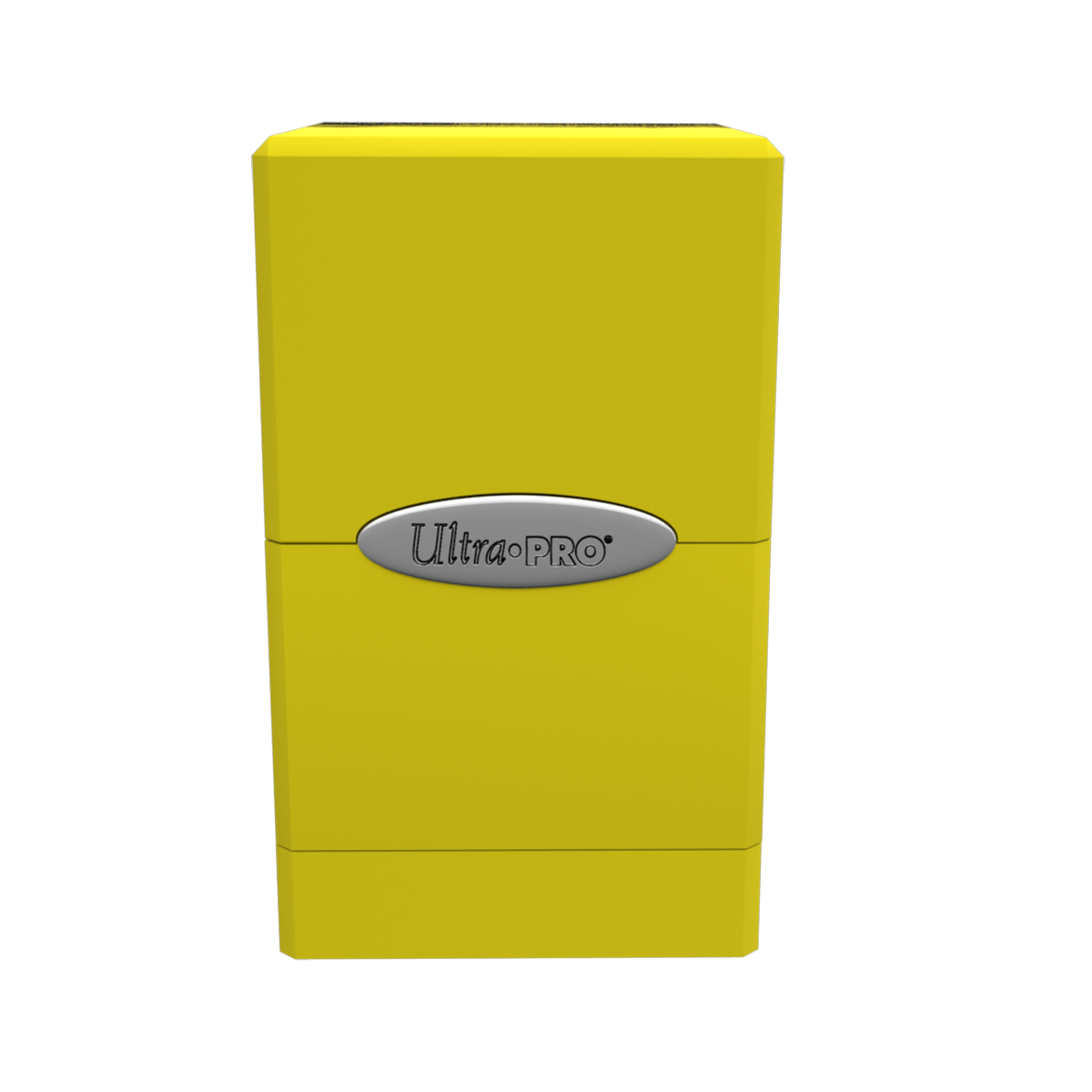 A yellow Classic SATIN Tower DECK BOX. Brand: Ultra PRO, Item: Classic SATIN® Tower DECK BOX®