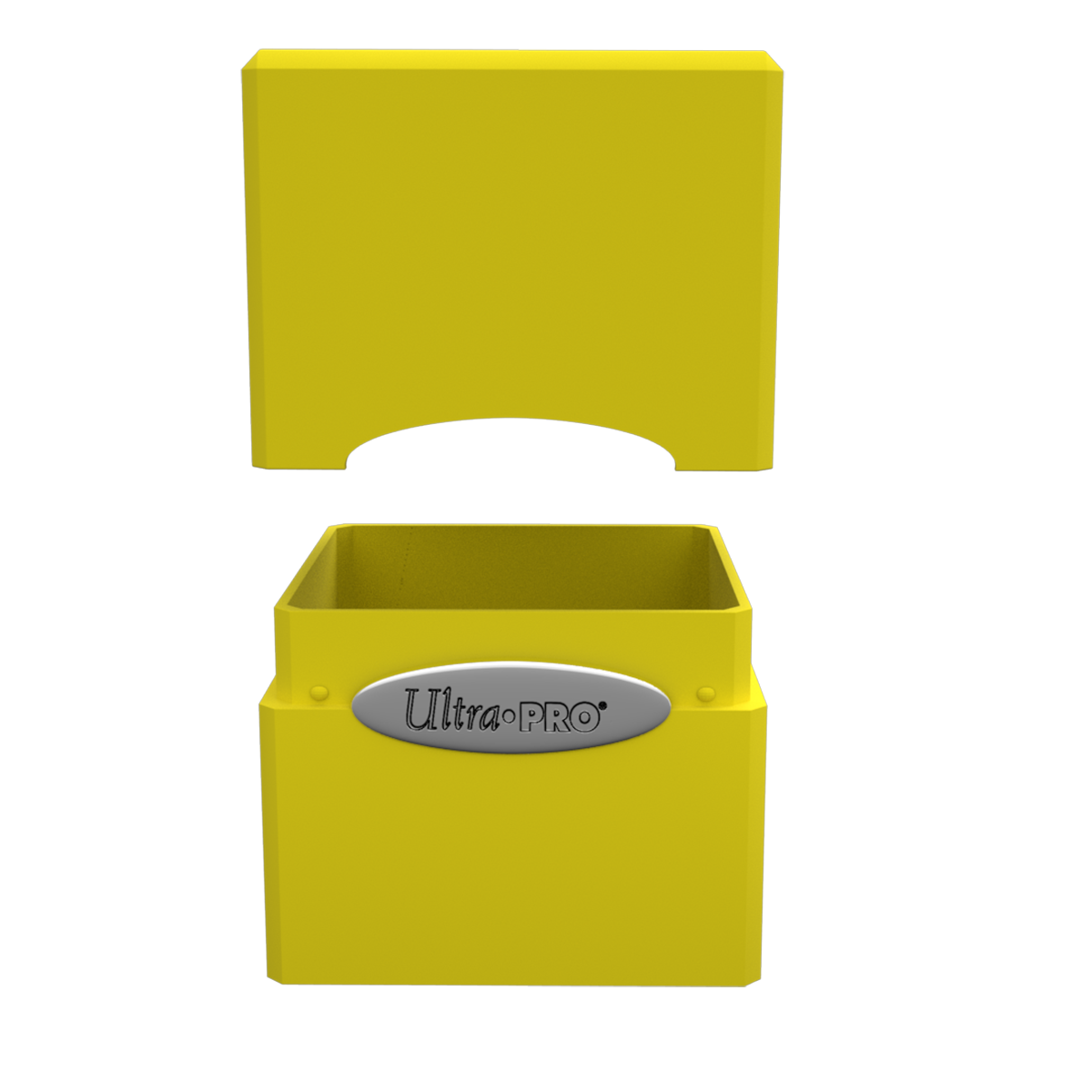 A yellow Classic SATIN Cube deck box. Brand: Ultra PRO, Item: Classic SATIN Cube