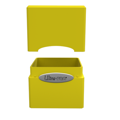 A yellow Classic SATIN Cube deck box. Brand: Ultra PRO, Item: Classic SATIN Cube