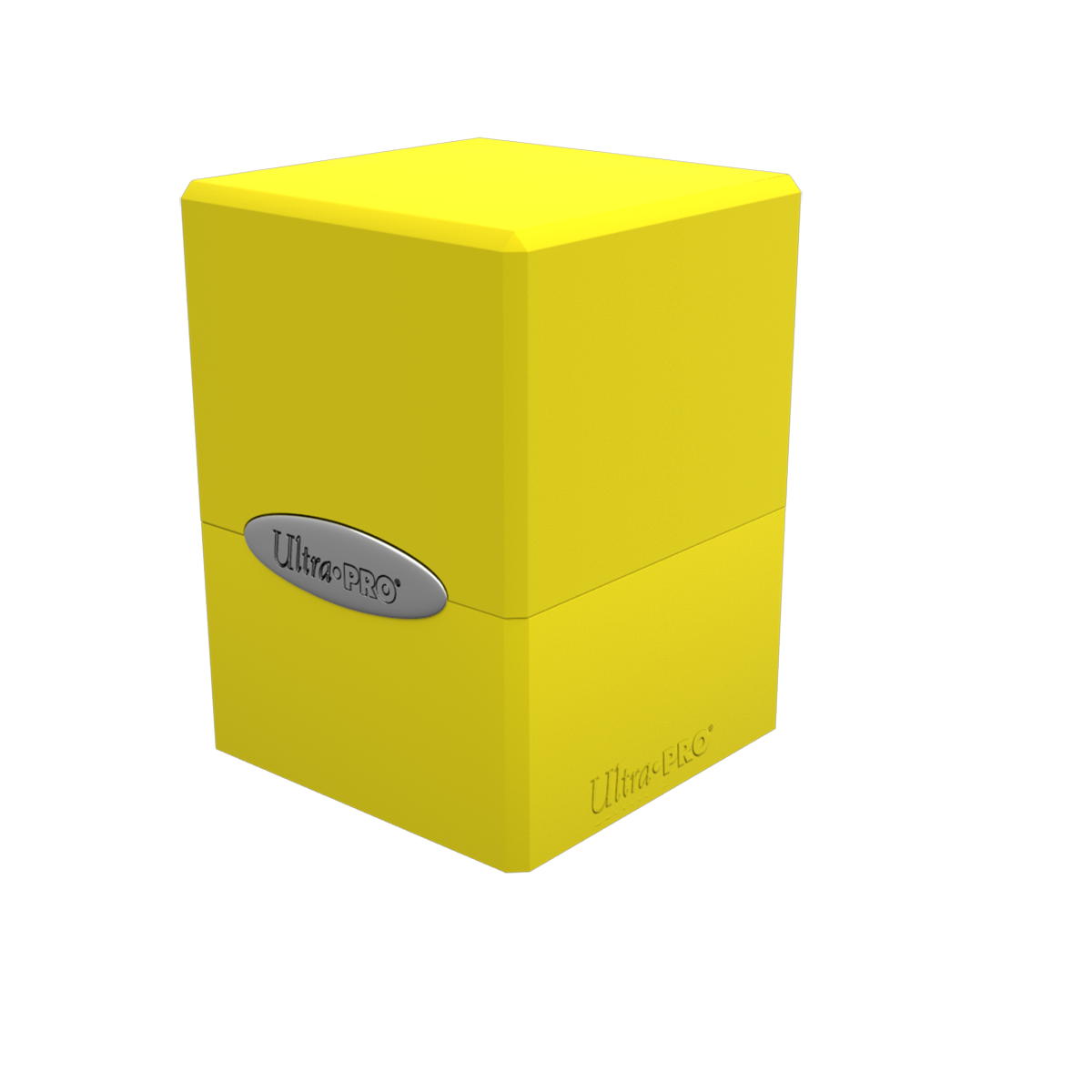 A Yellow Classic SATIN Cube Deck Box. Brand: Ultra PRO, Item: Classic SATIN Cube
